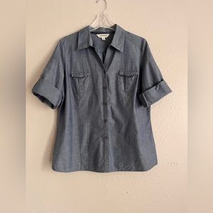 St‎ Johns Bay chambray 3/4 sleeve shirt